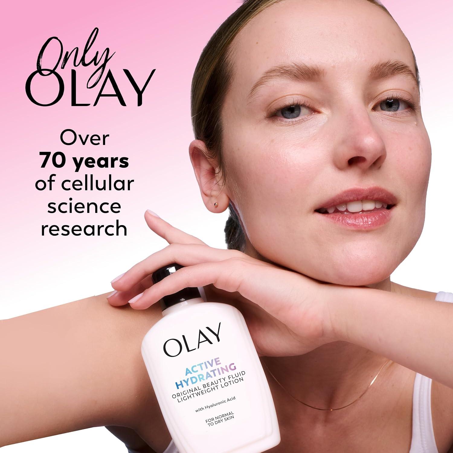 imageOlay Face Moisturizer Active Hydrating Beauty Fluid Lotion Original Facial Moisturizer 4 Oz Pack of 24 Ounce Pack of 2