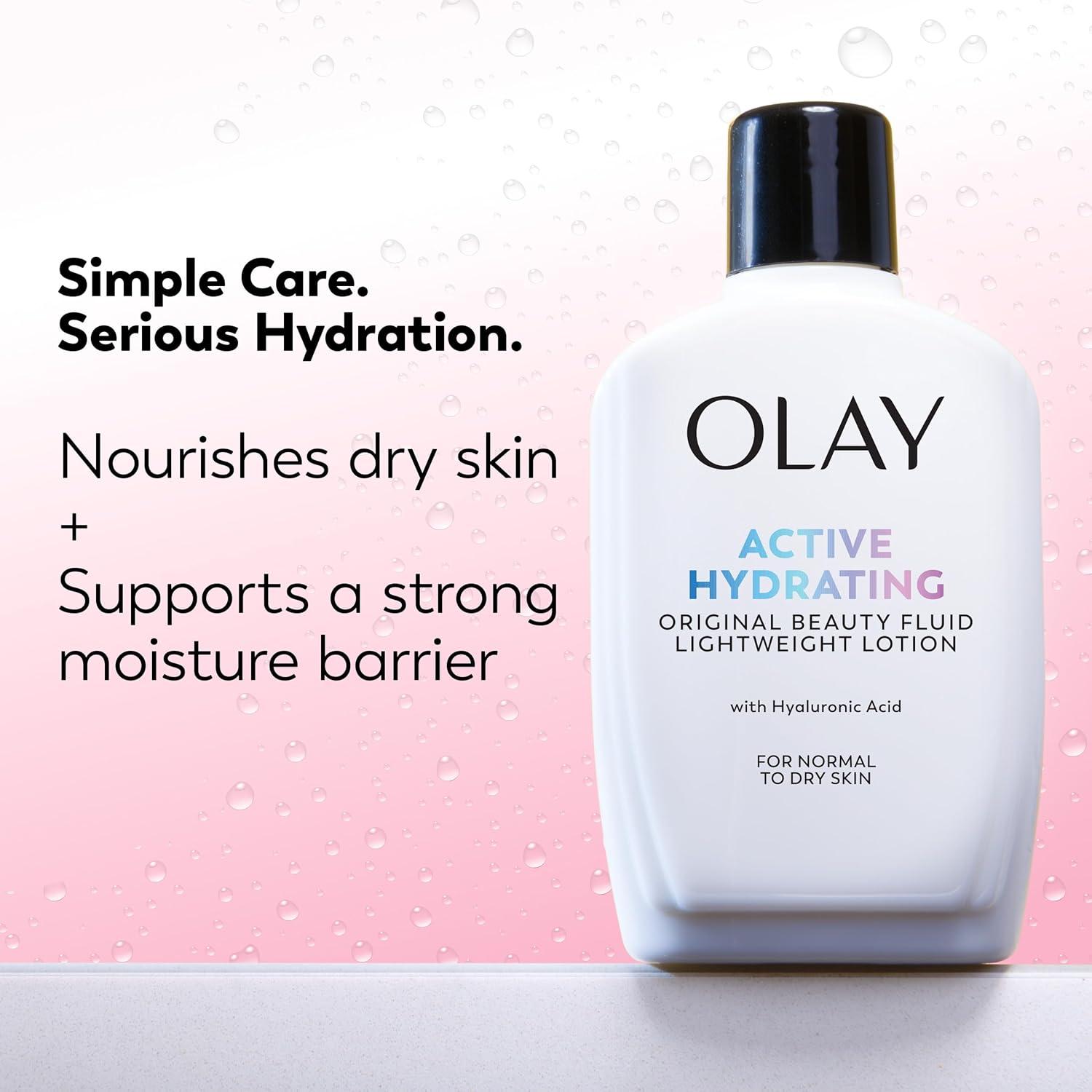 imageOlay Face Moisturizer Active Hydrating Beauty Fluid Lotion Original Facial Moisturizer 4 Oz Pack of 24 Ounce Pack of 4