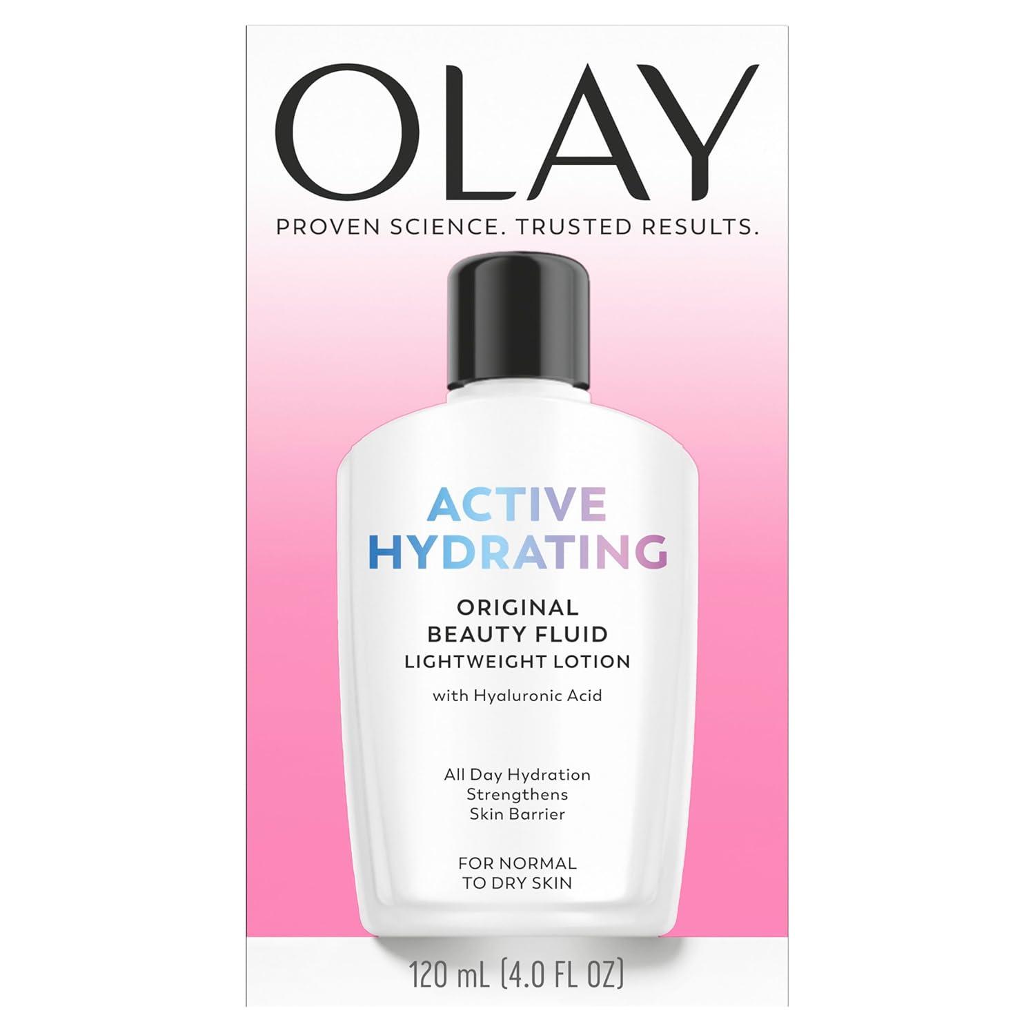 imageOlay Face Moisturizer Active Hydrating Beauty Fluid Lotion Original Facial Moisturizer 4 Oz Pack of 24 Ounce Pack of 4