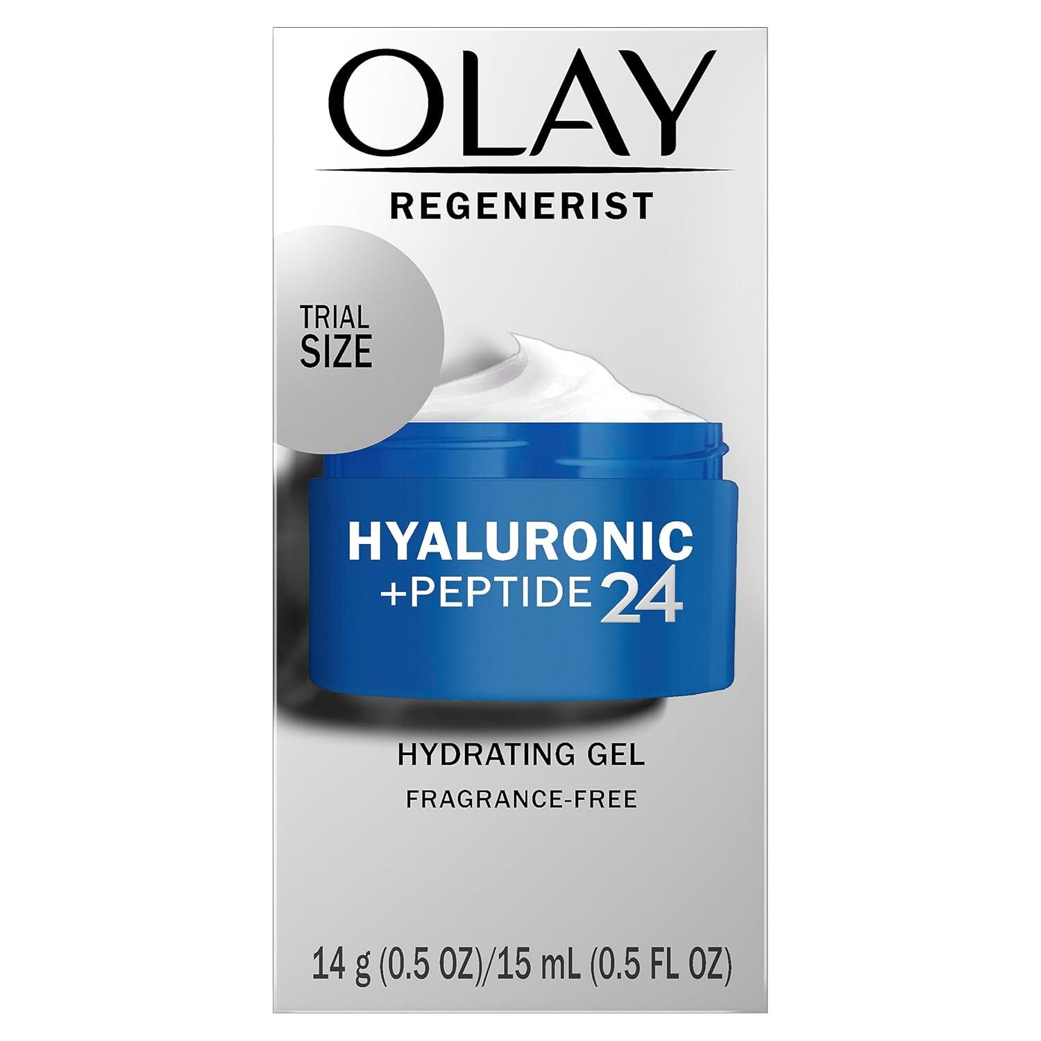 imageOlay Regenerist Hyaluronic Peptide 24 Gel Face Moisturizer FragranceFree Trial Size 5 oz05 Fl Oz Pack of 2