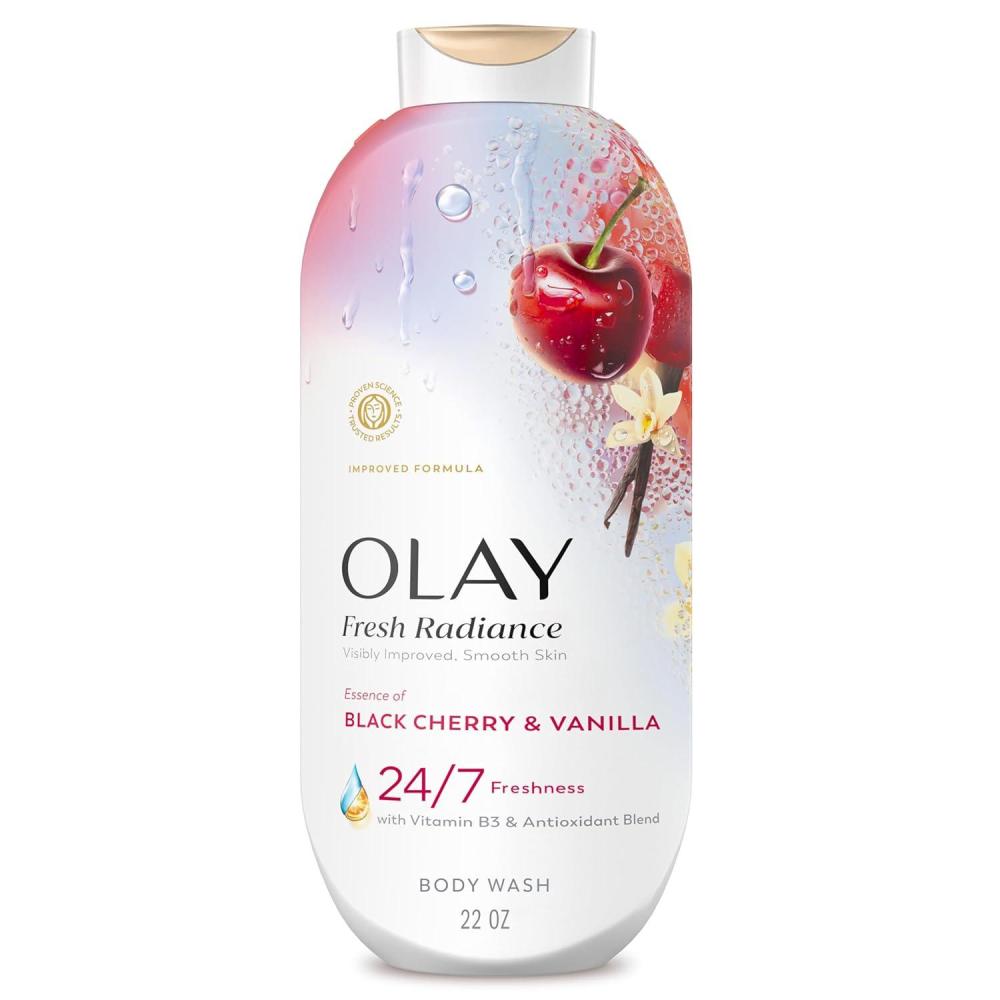 imageOlay Body Wash for Women 247 SkinLoving Freshness Miami Mocktails Plant Based Cleansers Vitamin B3 amp Antioxidant Blend For All Skin Types Mango Tango with Mango amp Hibiscus Scent 22 fl ozBlack Cherry Vanilla