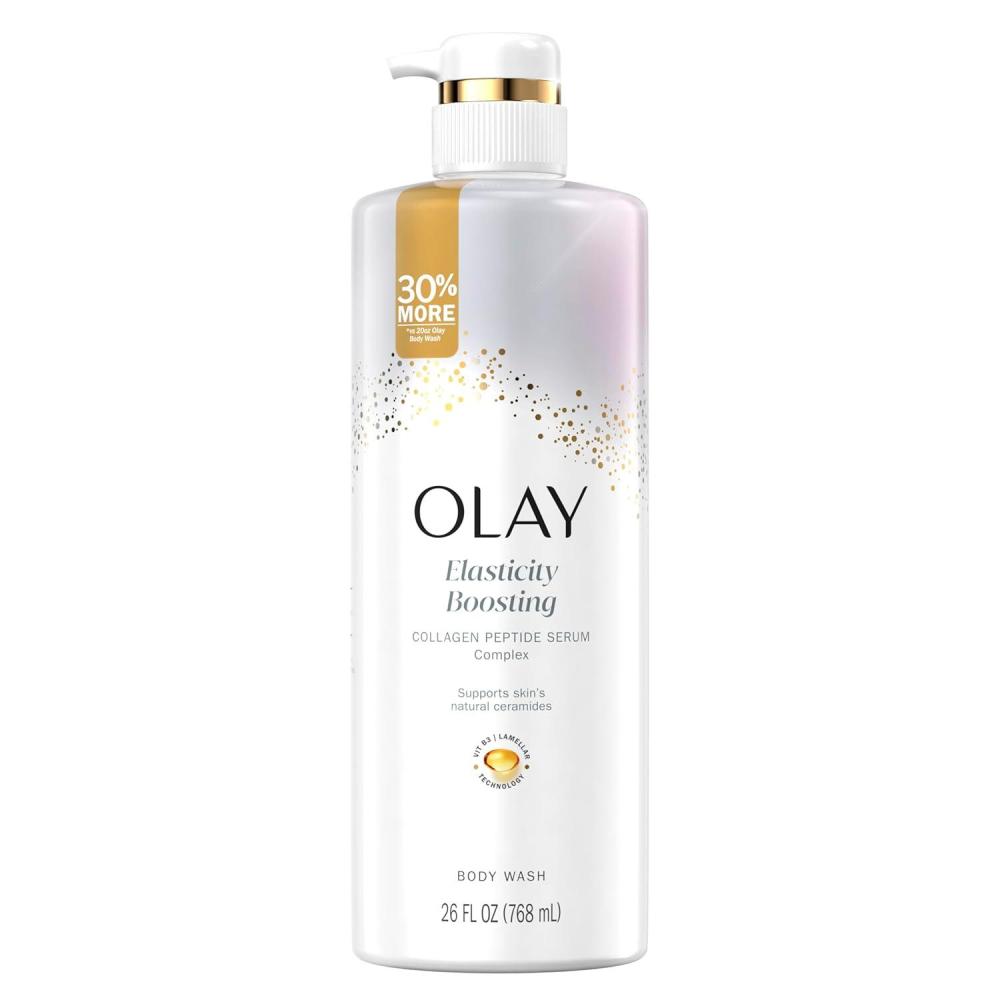 imageOlay Body Wash for Women Elasticity Boosting Collagen Peptide Serum Complex Renews Moisture Free of Parabens amp Phthalates Vitamin B3 Lameller Technology For All Skin Types 26 fl ozLight Scented