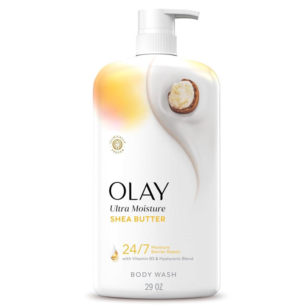imageOlay Body Wash for Women Fresh Radiance 247 SkinLoving Freshness Visibly Radiant Plant Based Cleansers Vitamin B3 amp Antioxidant Blend For All Skin Types Strawberry amp Mint Scent 29 fl ozShea Butter