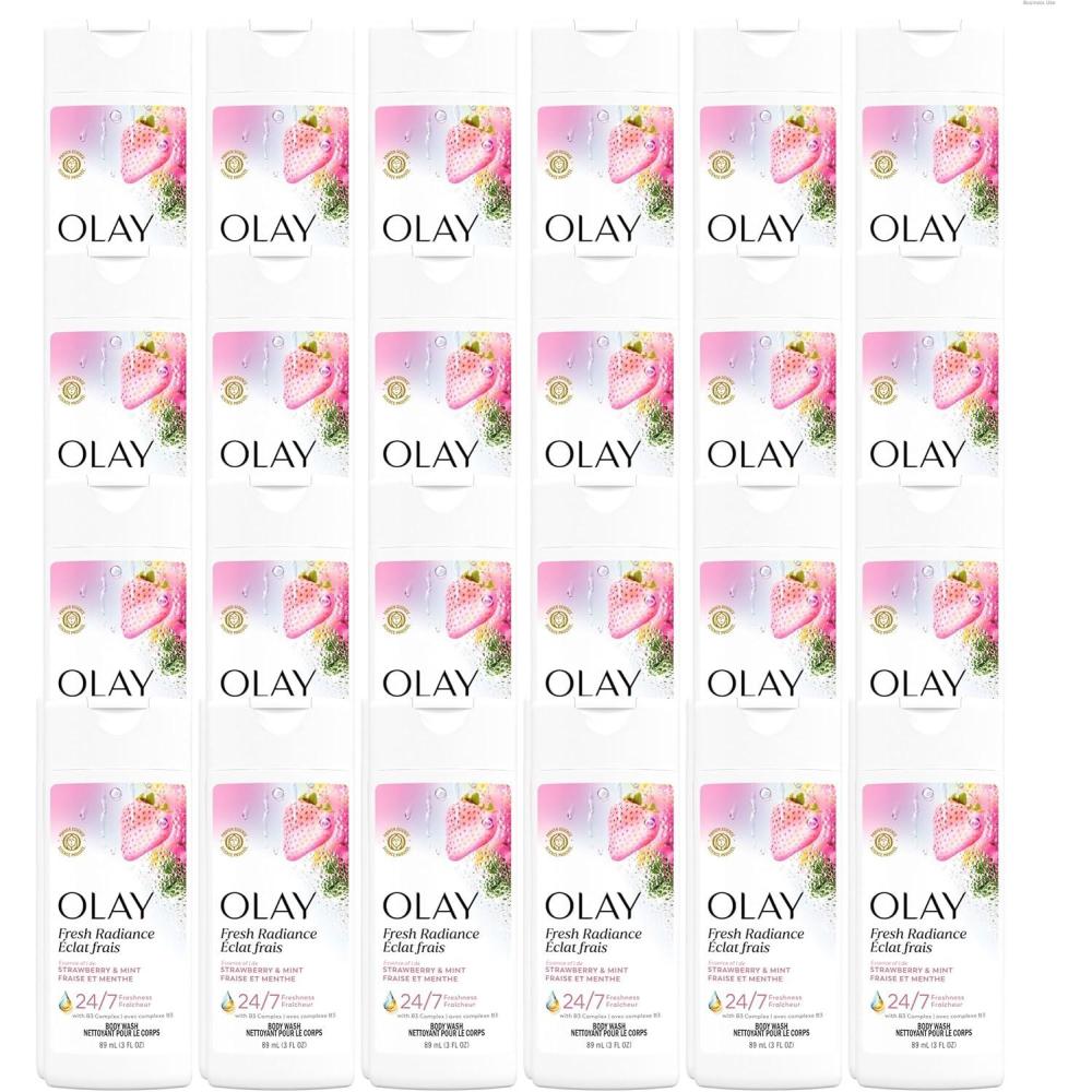 imageOlay Body Wash for Women Fresh Radiance Refreshing amp Renewing Made with Plant Based Cleansers B3 Botanical Complex For All Skin Types Strawberry amp Mint Scent 30 fl oz Pack of 24Strawberry Mint