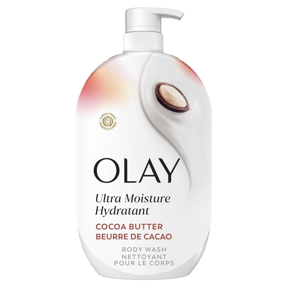 imageOlay Body Wash for Women Ultra Moisture 24hr Moisturizing Hydrating amp Refreshing B3 Vitamin Complex Free of Parabens amp Phthalates For All Skin Types Cocoa Butter Scent 33 fl ozCocoa Butter Scent