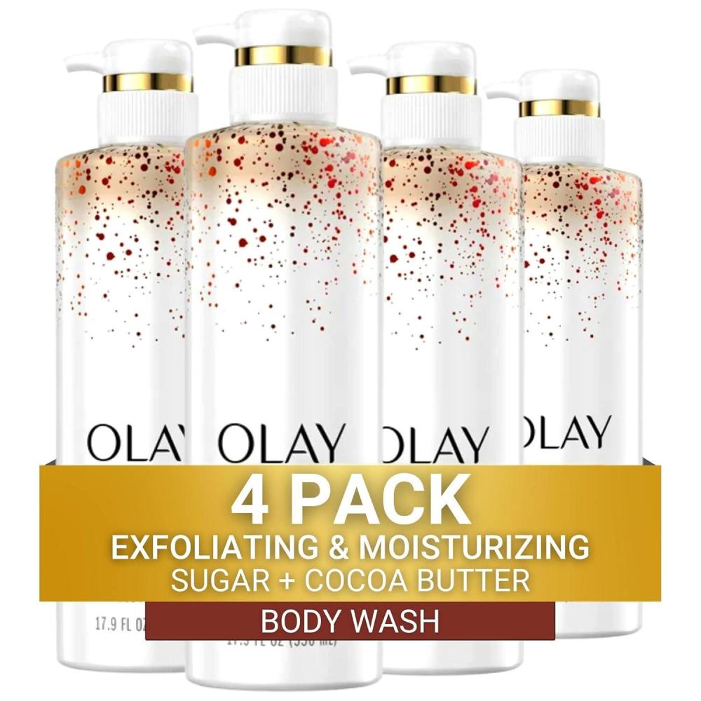 imageOlay Exfoliating amp Moisturizing Body Wash With Sugar Cocoa Butter and Vitamin B3 20 Fl Ounce Pack of 4Sugar Cocoa Butter Vitamin B3