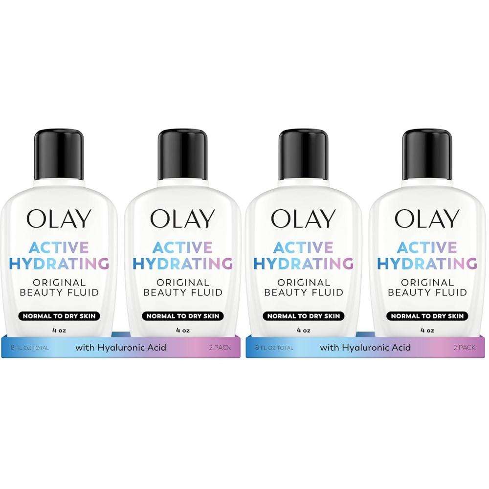 imageOlay Face Moisturizer Active Hydrating Beauty Fluid Lotion Original Facial Moisturizer 4 Oz Pack of 24 Ounce Pack of 4