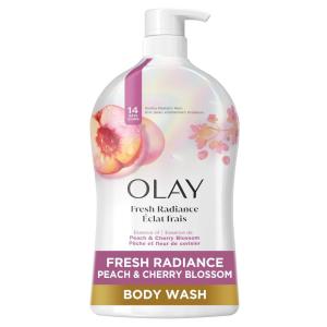 Olay Body Wash for Women, Fresh Radiance, Refreshing & Renewing, Made with Plant Based Cleansers, B3 Botanical Complex, For All Skin Types, Peach & Cherry Blossom Scent, 33 fl oz(Peach and Cherry Blossom)