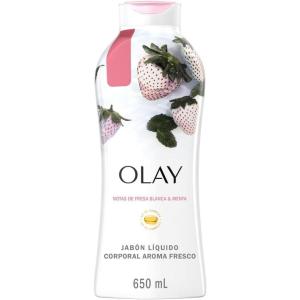 Olay Body Wash for Women, Fresh Radiance, Refreshing & Renewing, Made with Plant Based Cleansers, B3 Botanical Complex, For All Skin Types, Strawberry & Mint Scent, 3.0 fl oz (Pack of 24)(White Strawberry & Mint)