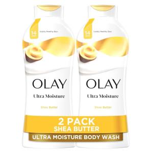 Olay Body Wash for Women, Ultra Moisture, 24hr Moisturizing, Hydrating & Refreshing, B3 Vitamin Complex, Free of Parabens & Phthalates, For All Skin Types, Shea Butter Scent, 22 fl oz (Pack of 2)(Shea Butter)