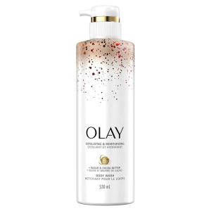 Olay Exfoliating & Moisturizing Body Wash With Sugar Cocoa Butter and Vitamin B3 20 Fl Ounce (Pack of 4)(Chocolate)
