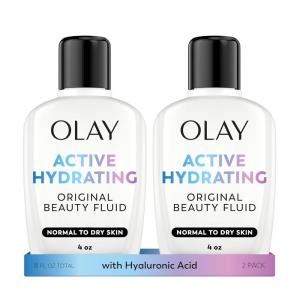 Olay Face Moisturizer, Active Hydrating Beauty Fluid Lotion, Original Facial Moisturizer, 4 Oz. (Pack of 2)(4 Ounce (Pack of 2))