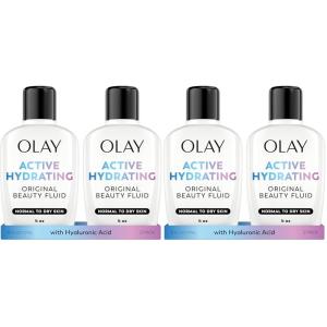 Olay Face Moisturizer, Active Hydrating Beauty Fluid Lotion, Original Facial Moisturizer, 4 Oz. (Pack of 2)(4 Ounce (Pack of 4))