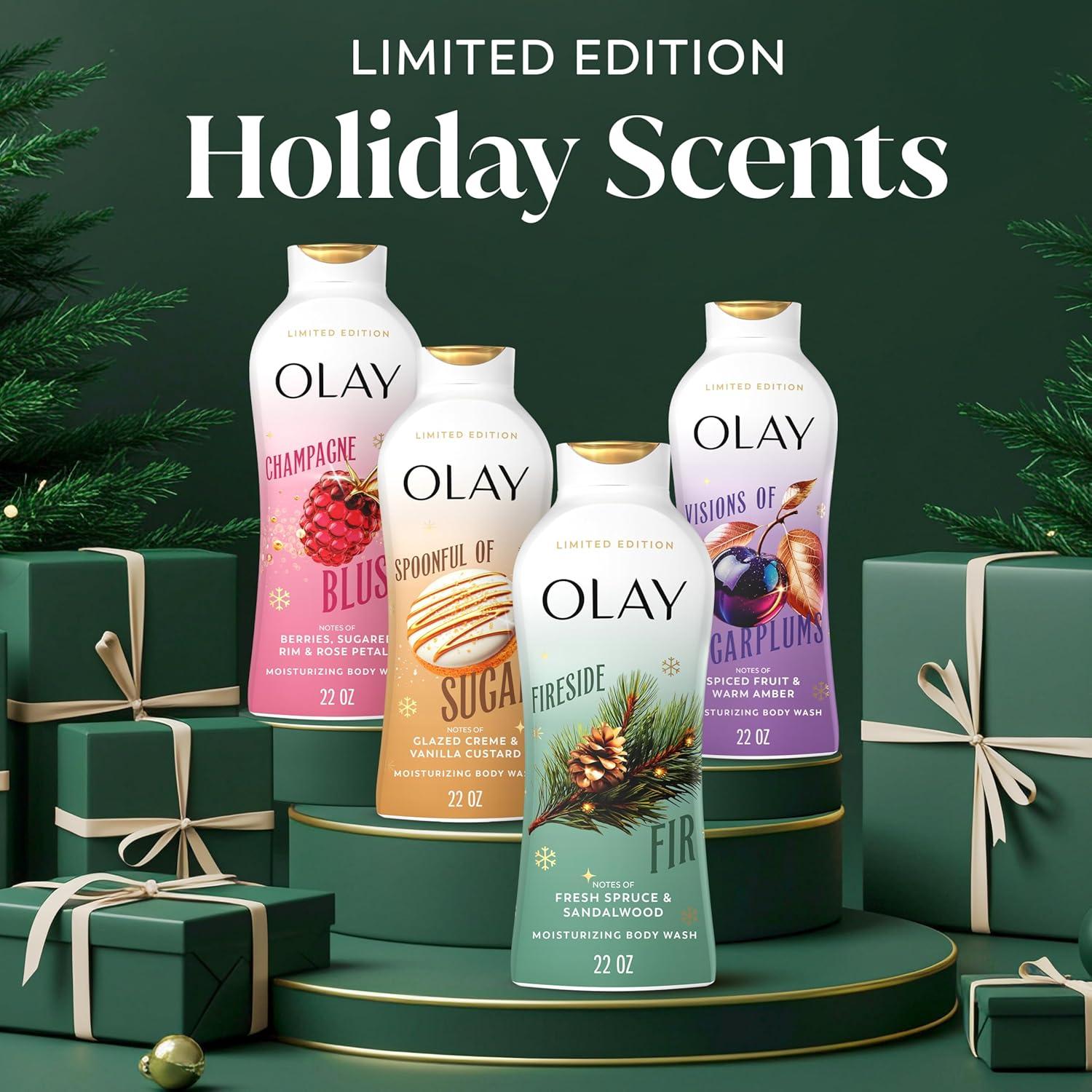 imageOlay Body Wash for Women Hydrating amp Moisturizing Holiday Edition With Plant Based Cleansers B3 Complex For All Skin Types Fireside Fir with Fresh Spruce amp Sandalwood Scent 22 fl ozFireside Fir with Fresh Spruce Sandalwood