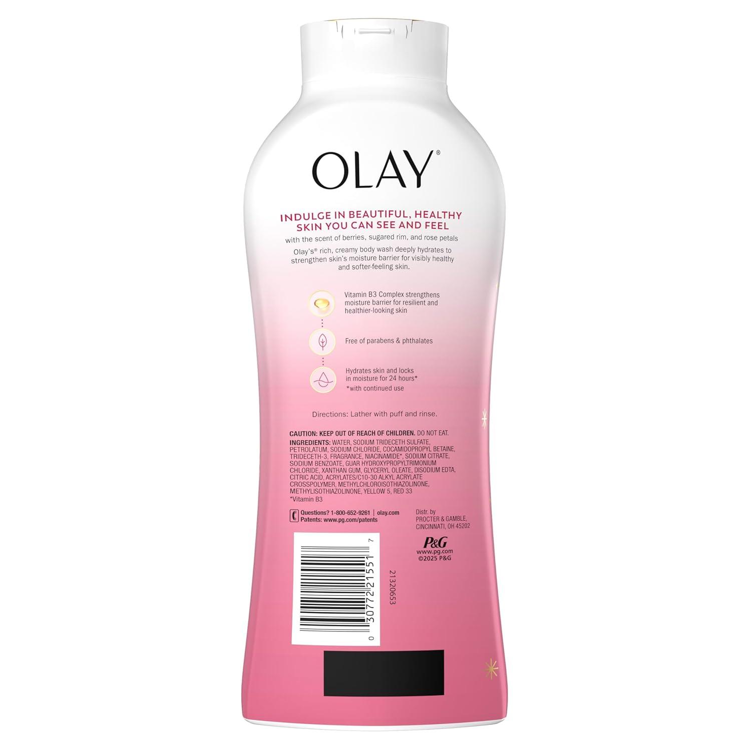 imageOlay Body Wash for Women Hydrating amp Moisturizing Holiday Edition With Plant Based Cleansers B3 Complex For All Skin Types Fireside Fir with Fresh Spruce amp Sandalwood Scent 22 fl ozChampagne Blush with Berries Sugared Rim Rose Petals