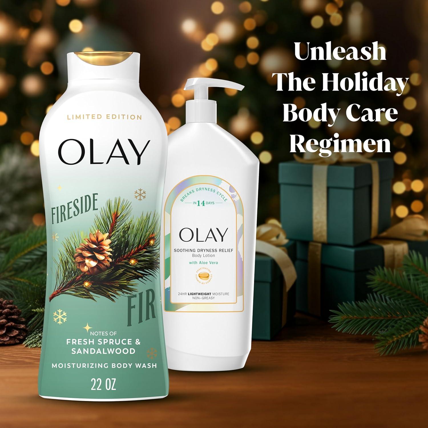 imageOlay Body Wash for Women Hydrating amp Moisturizing Holiday Edition With Plant Based Cleansers B3 Complex For All Skin Types Fireside Fir with Fresh Spruce amp Sandalwood Scent 22 fl ozFireside Fir with Fresh Spruce Sandalwood