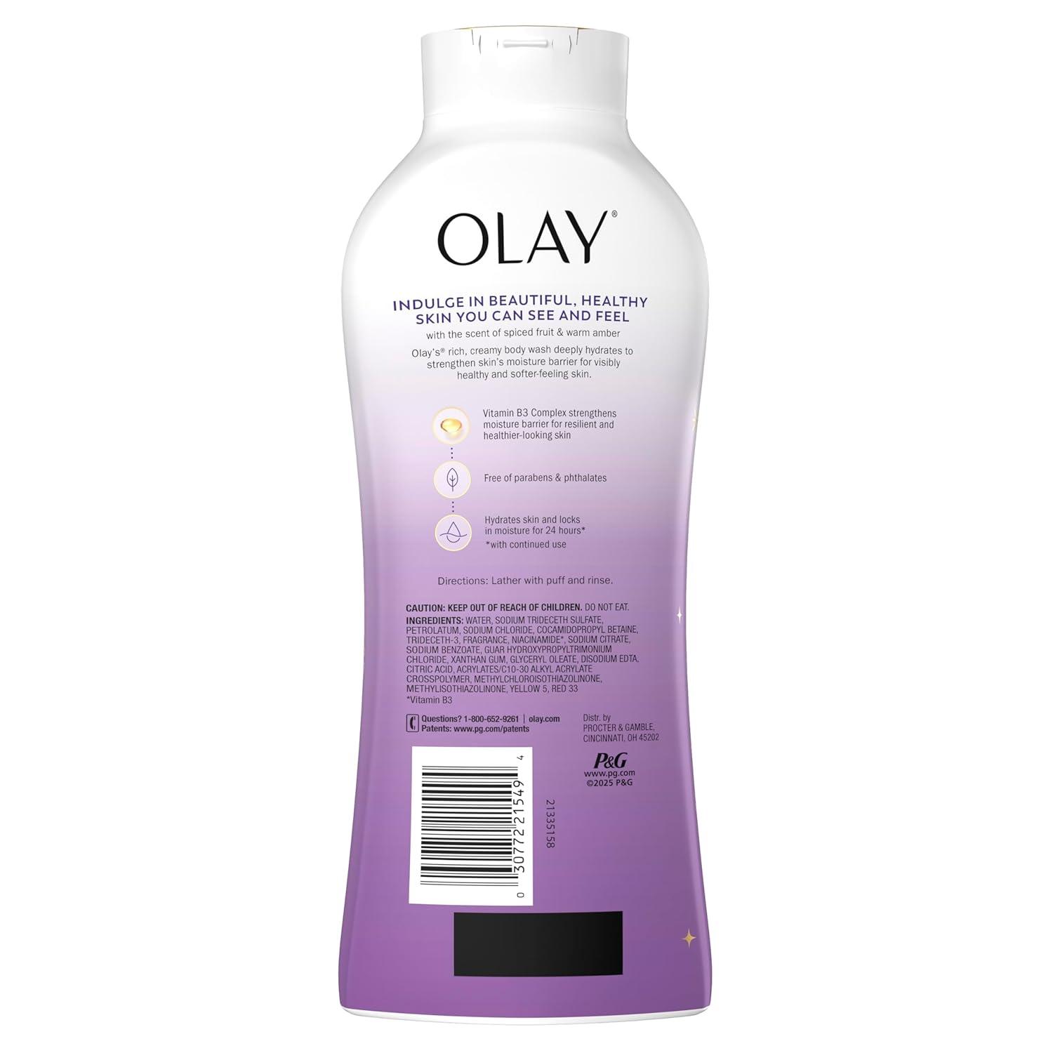 imageOlay Body Wash for Women Hydrating amp Moisturizing Holiday Edition With Plant Based Cleansers B3 Complex For All Skin Types Fireside Fir with Fresh Spruce amp Sandalwood Scent 22 fl ozVisions of Sugarplums with Spiced Fruit Warm Amber