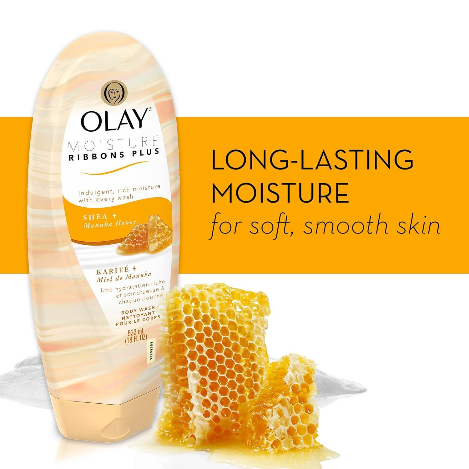 imageOlay Moisture Ribbons Body Wash with Shea and Notes of Jasmine Petals 18 fl oz Pack of 4Honey