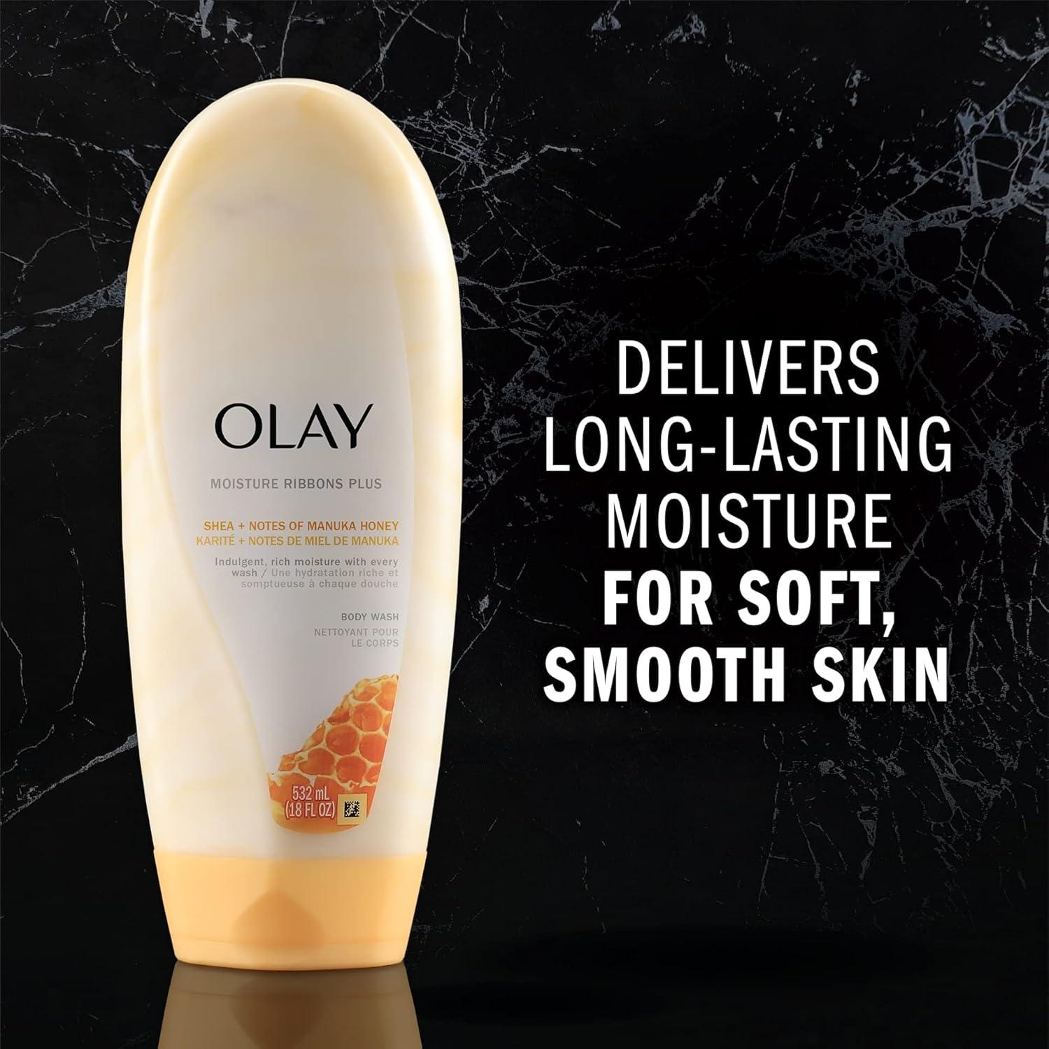 imageOlay Moisture Ribbons Body Wash with Shea and Notes of Jasmine Petals 18 fl oz Pack of 4Honey
