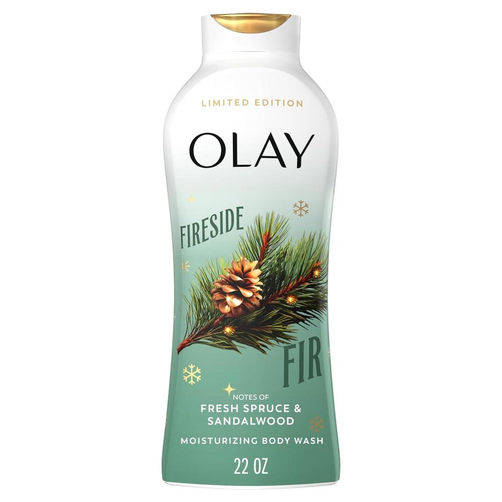 imageOlay Body Wash for Women Hydrating amp Moisturizing Holiday Edition With Plant Based Cleansers B3 Complex For All Skin Types Fireside Fir with Fresh Spruce amp Sandalwood Scent 22 fl ozFireside Fir with Fresh Spruce Sandalwood