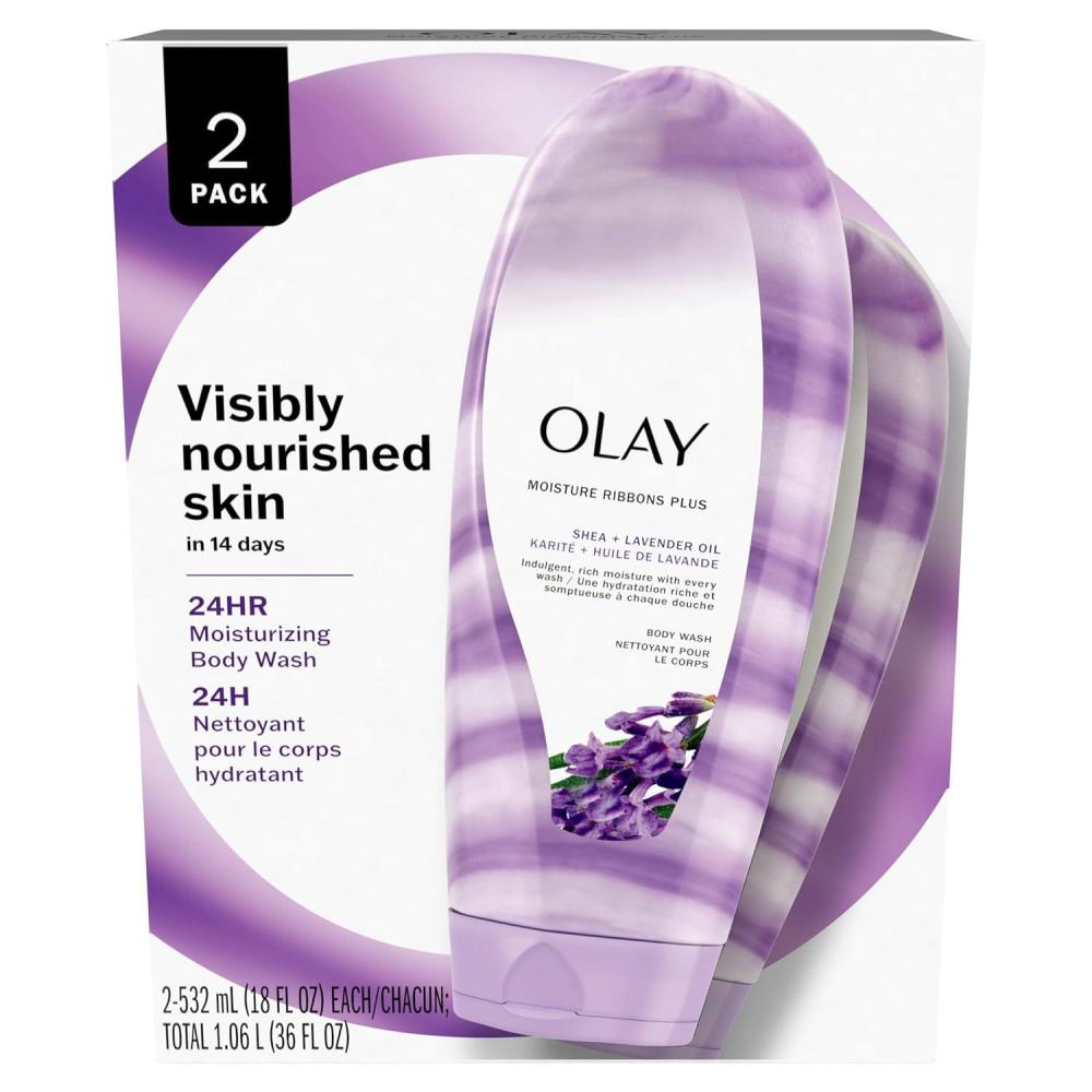 imageOlay Moisture Ribbons Plus Shea Lavender Oil Body Wash 18 oz Pack of 2
