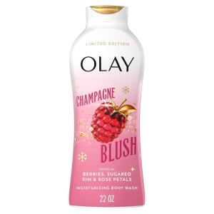 Olay Body Wash for Women, Hydrating & Moisturizing, Holiday Edition, With Plant Based Cleansers, B3 Complex, For All Skin Types, Fireside Fir with Fresh Spruce & Sandalwood Scent, 22 fl oz(Champagne Blush with Berries  Sugared Rim & Rose Petals)