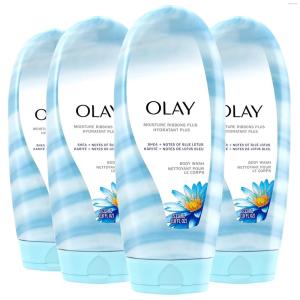 Olay Moisture Ribbons Body Wash with Shea and Notes of Jasmine Petals, 18 fl oz, (Pack of 4)(Shea Butter & Blue Lotus)