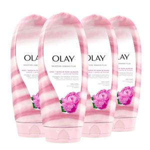 Olay Moisture Ribbons Body Wash with Shea and Notes of Jasmine Petals, 18 fl oz, (Pack of 4)(Shea Butter & Peony Blossom)