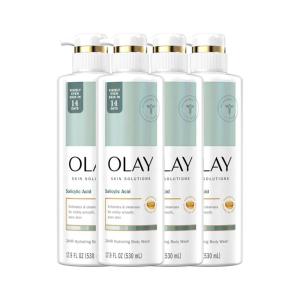 Olay Skin Solutions Hydrating Body Wash for Women with Salicylic Acid, 17.9 fl oz (Pack of 4)