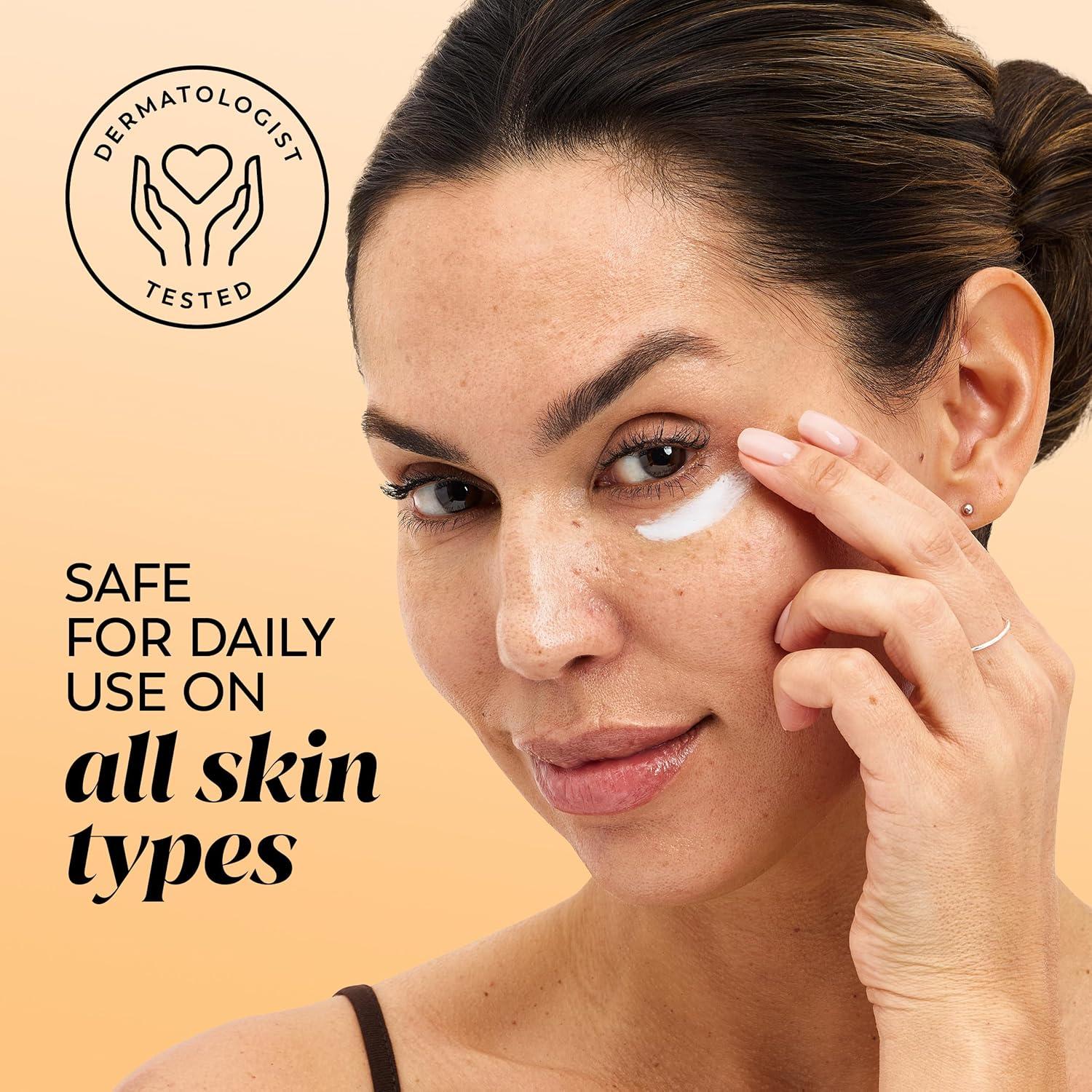 imageOlay Brightening Eye Cream with Vitamin C FragranceFree Hydrating Under Eye Cream for Dark Circles and Dull Skin Lightweight Eye Cream with Peptides and Vitamin B3 05 oz
