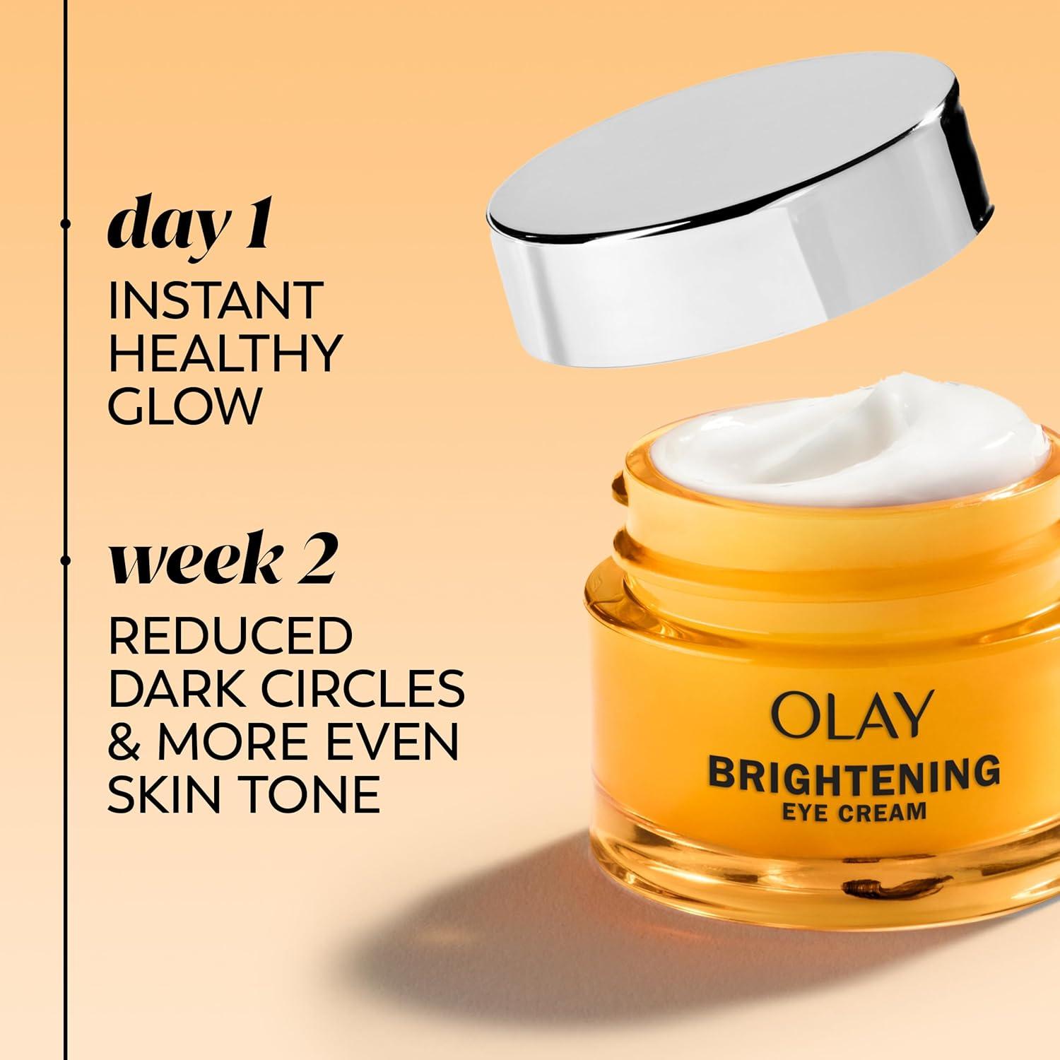 imageOlay Brightening Eye Cream with Vitamin C FragranceFree Hydrating Under Eye Cream for Dark Circles and Dull Skin Lightweight Eye Cream with Peptides and Vitamin B3 05 oz