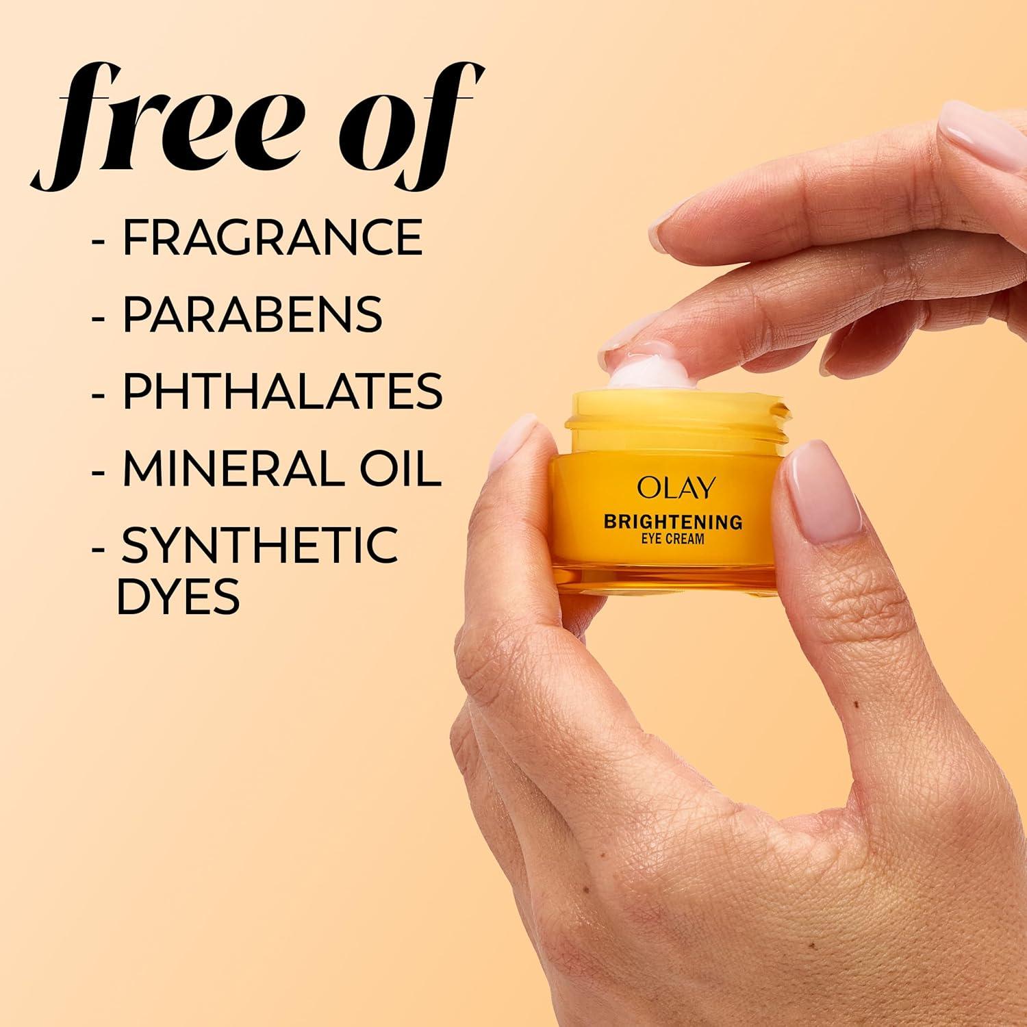 imageOlay Brightening Eye Cream with Vitamin C FragranceFree Hydrating Under Eye Cream for Dark Circles and Dull Skin Lightweight Eye Cream with Peptides and Vitamin B3 05 oz