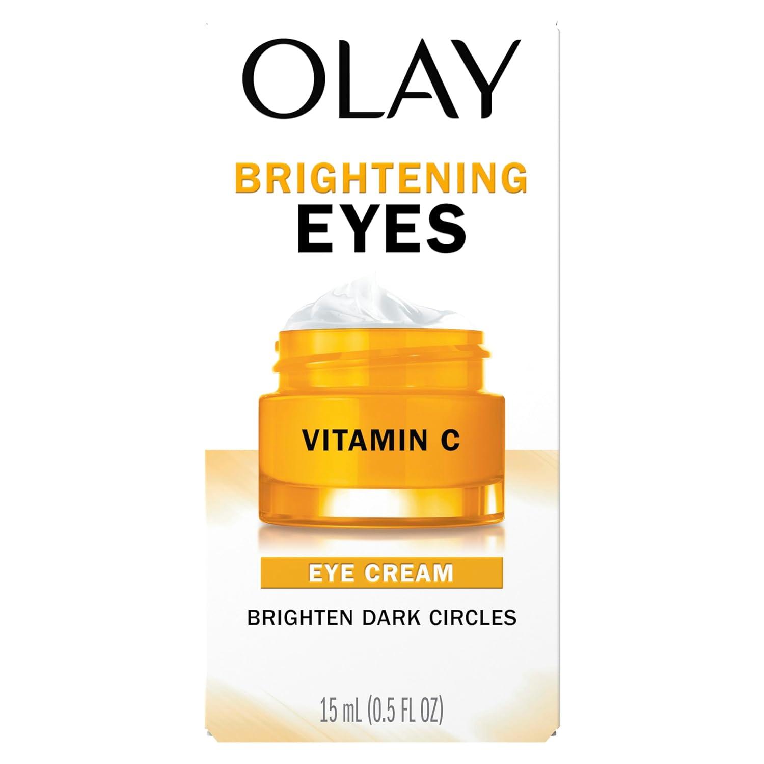 imageOlay Brightening Eye Cream with Vitamin C FragranceFree Hydrating Under Eye Cream for Dark Circles and Dull Skin Lightweight Eye Cream with Peptides and Vitamin B3 05 oz