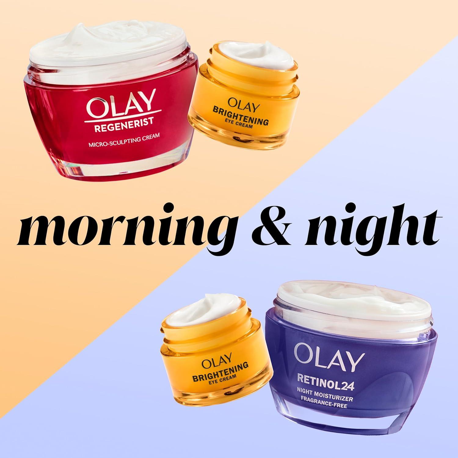 imageOlay Brightening Eye Cream with Vitamin C FragranceFree Hydrating Under Eye Cream for Dark Circles and Dull Skin Lightweight Eye Cream with Peptides and Vitamin B3 05 oz