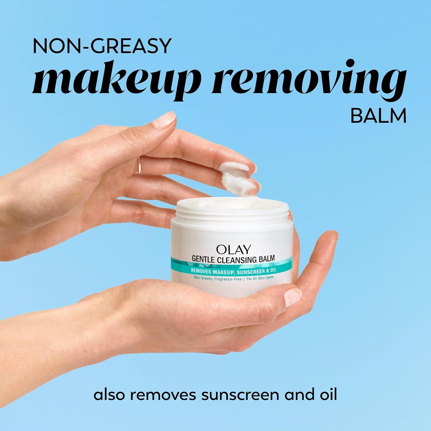 imageOlay Gentle Cleansing Balm Makeup Remover Fragrance Free 34 fl oz Hydrating Face Cleanser Removes Makeup Sunscreen and Oil
