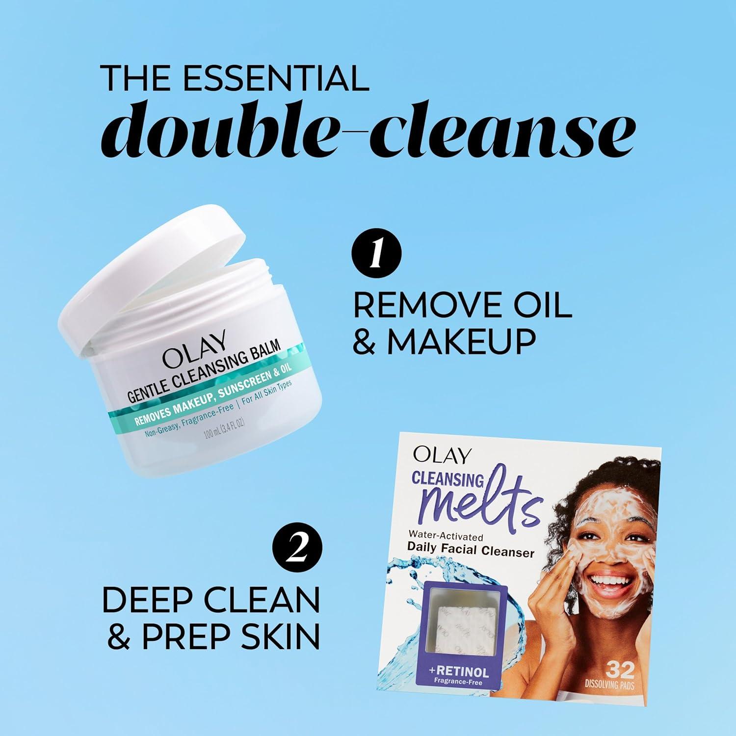 imageOlay Gentle Cleansing Balm Makeup Remover Fragrance Free 34 fl oz Hydrating Face Cleanser Removes Makeup Sunscreen and Oil