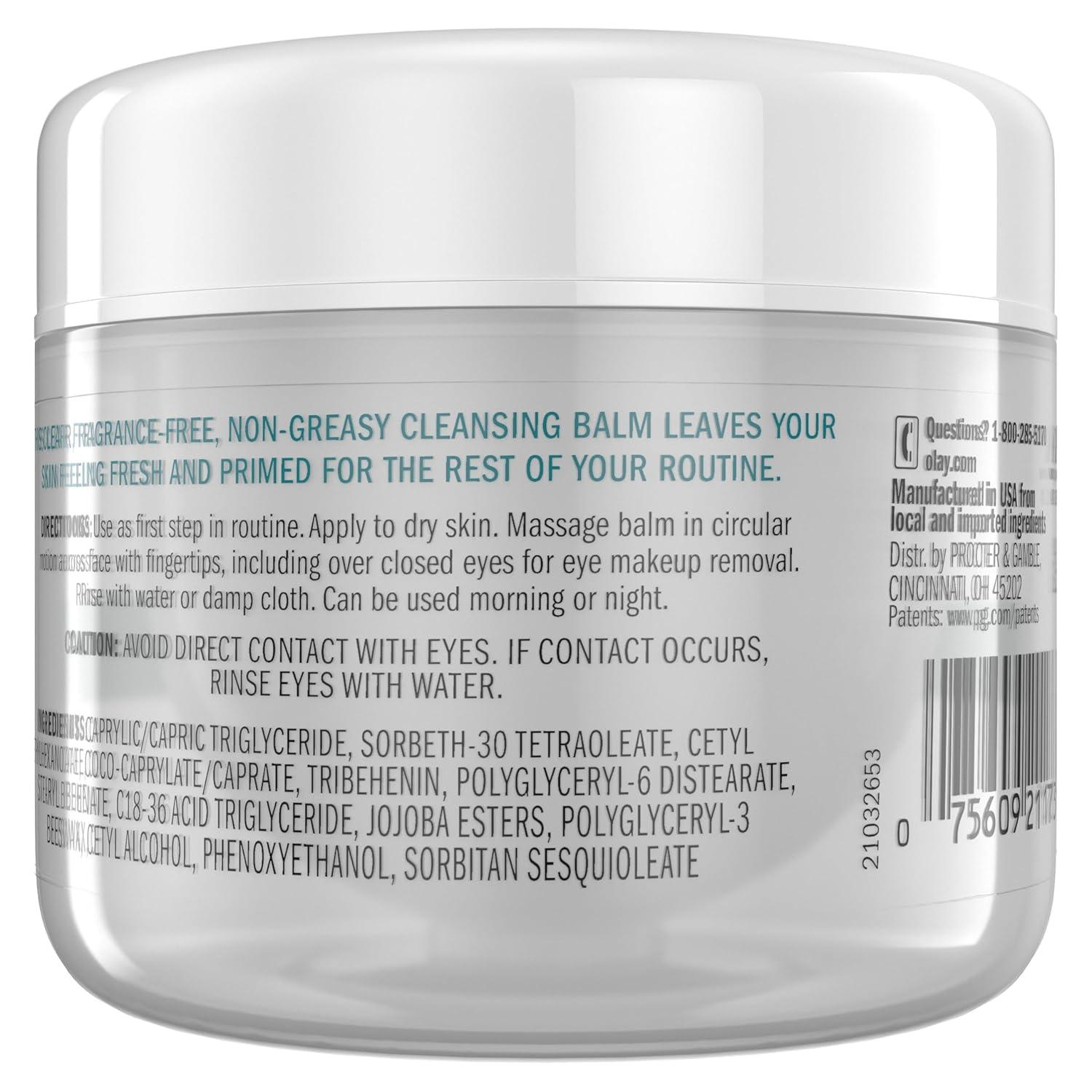 imageOlay Gentle Cleansing Balm Makeup Remover Fragrance Free 34 fl oz Hydrating Face Cleanser Removes Makeup Sunscreen and Oil