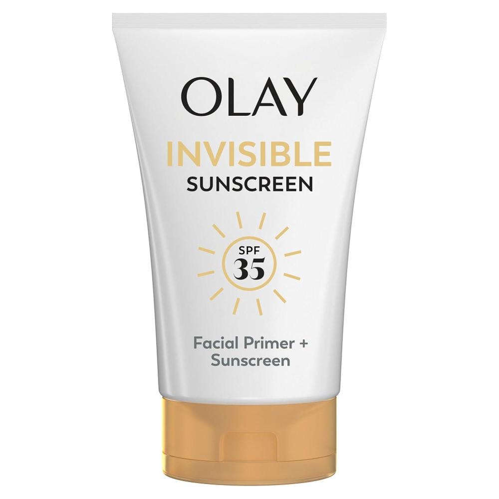 imageOlay Invisible Sunscreen SPF 35 100 Invisible Facial Sunscreen and Makeup Primer FragranceFree Weightless No White Cast Broad Spectrum Sun Protection with Vitamin C amp E Aloe Vera 17 Oz17 Ounce Pack of 1