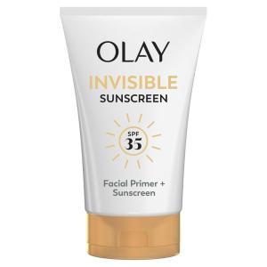 Olay Invisible Sunscreen, SPF 35, 100% Invisible Facial Sunscreen and Makeup Primer – Fragrance-Free, Weightless, No White Cast Broad Spectrum Sun Protection with Vitamin C & E, Aloe Vera, 1.7 Oz(1.7 Ounce (Pack of 1))